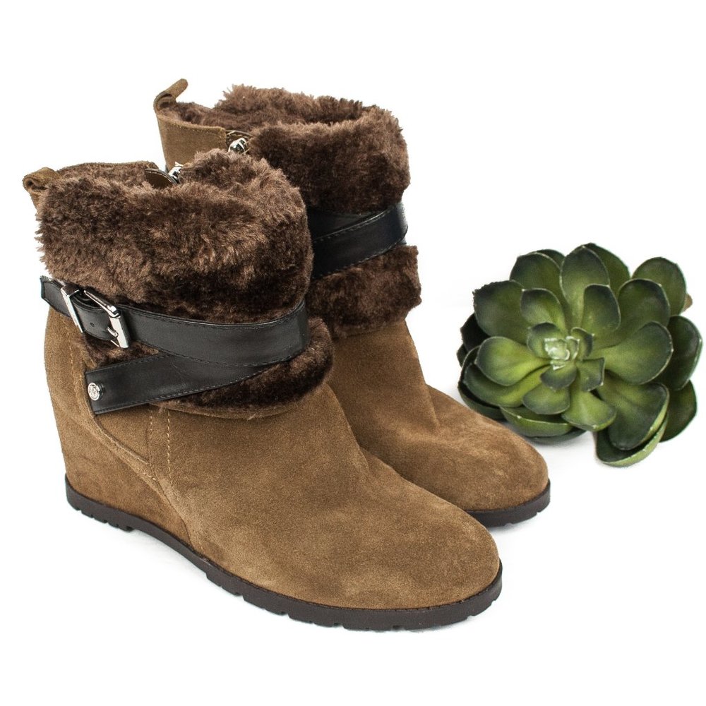 Marc Fisher | Suede Wedge Ankle Booties | 6M